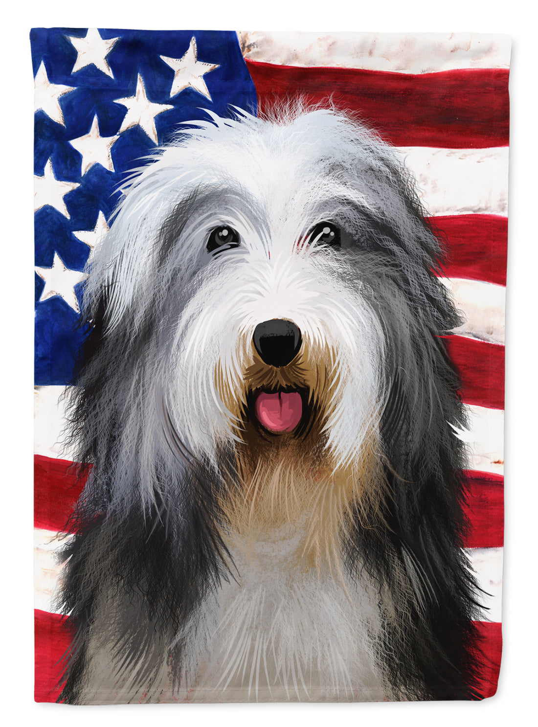 Bearded Collie American Flag House Flag 28x40 Porch Sleeve Pole Decorative Outside Yard Banner Artwork Wall Hanging, Polyester