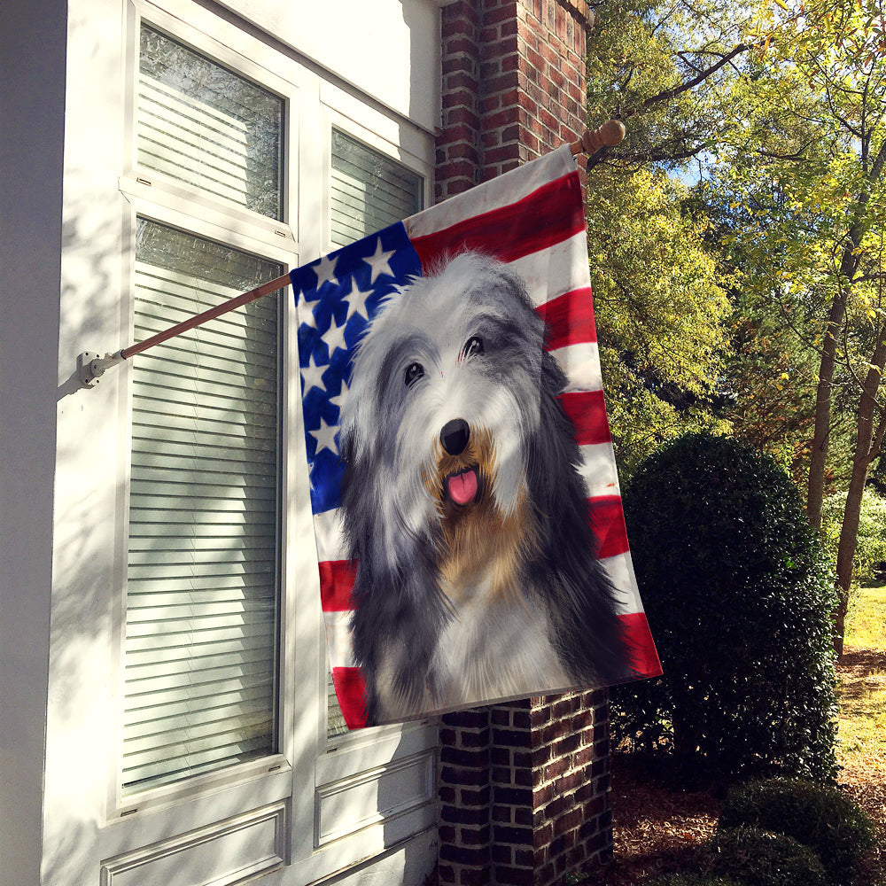 Bearded Collie American Flag House Flag 28x40 Porch Sleeve Pole Decorative Outside Yard Banner Artwork Wall Hanging, Polyester