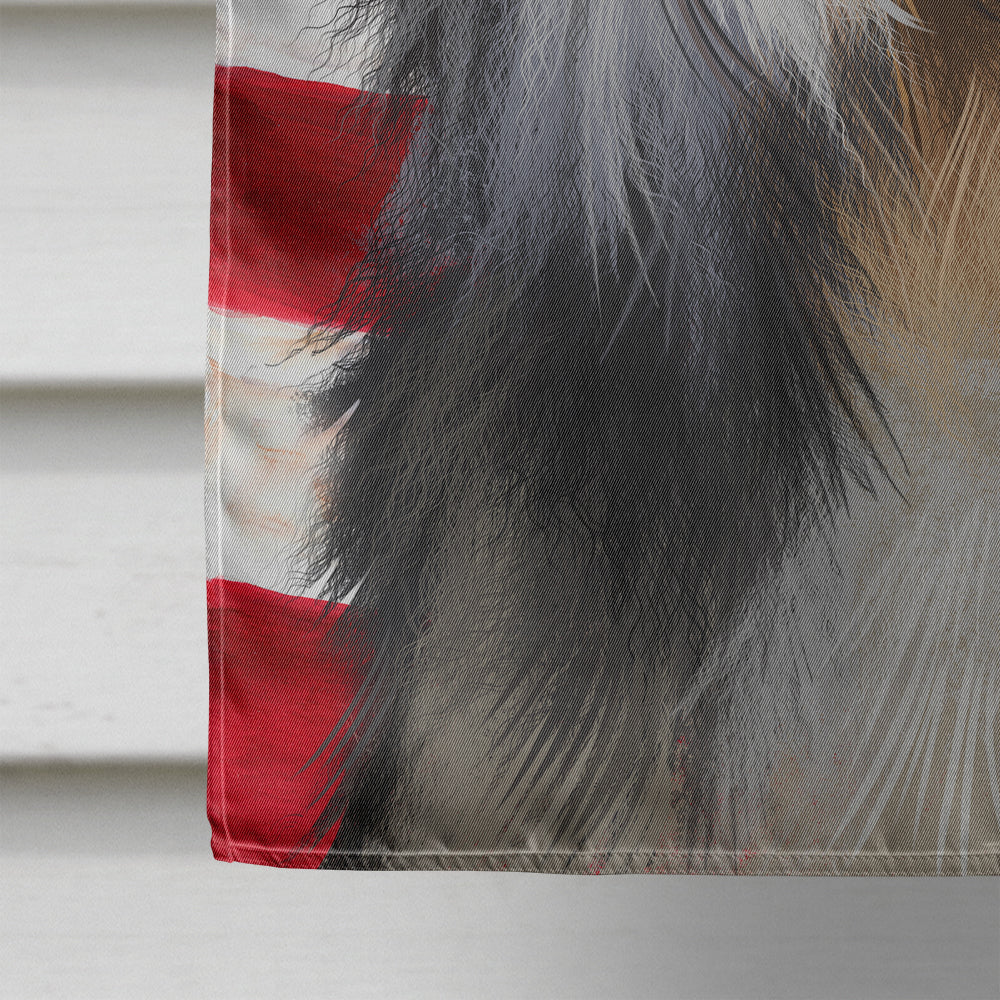 Bearded Collie American Flag House Flag 28x40 Porch Sleeve Pole Decorative Outside Yard Banner Artwork Wall Hanging, Polyester