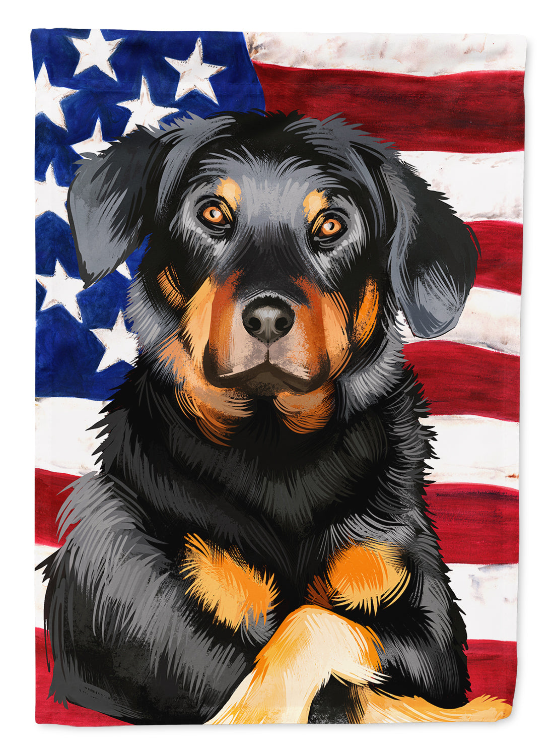 Beauceron American Flag House Flag 28x40 Porch Sleeve Pole Decorative Outside Yard Banner Artwork Wall Hanging, Polyester
