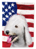Bedlington Terrier American Flag House Flag 28x40 Porch Sleeve Pole Decorative Outside Yard Banner Artwork Wall Hanging, Polyester