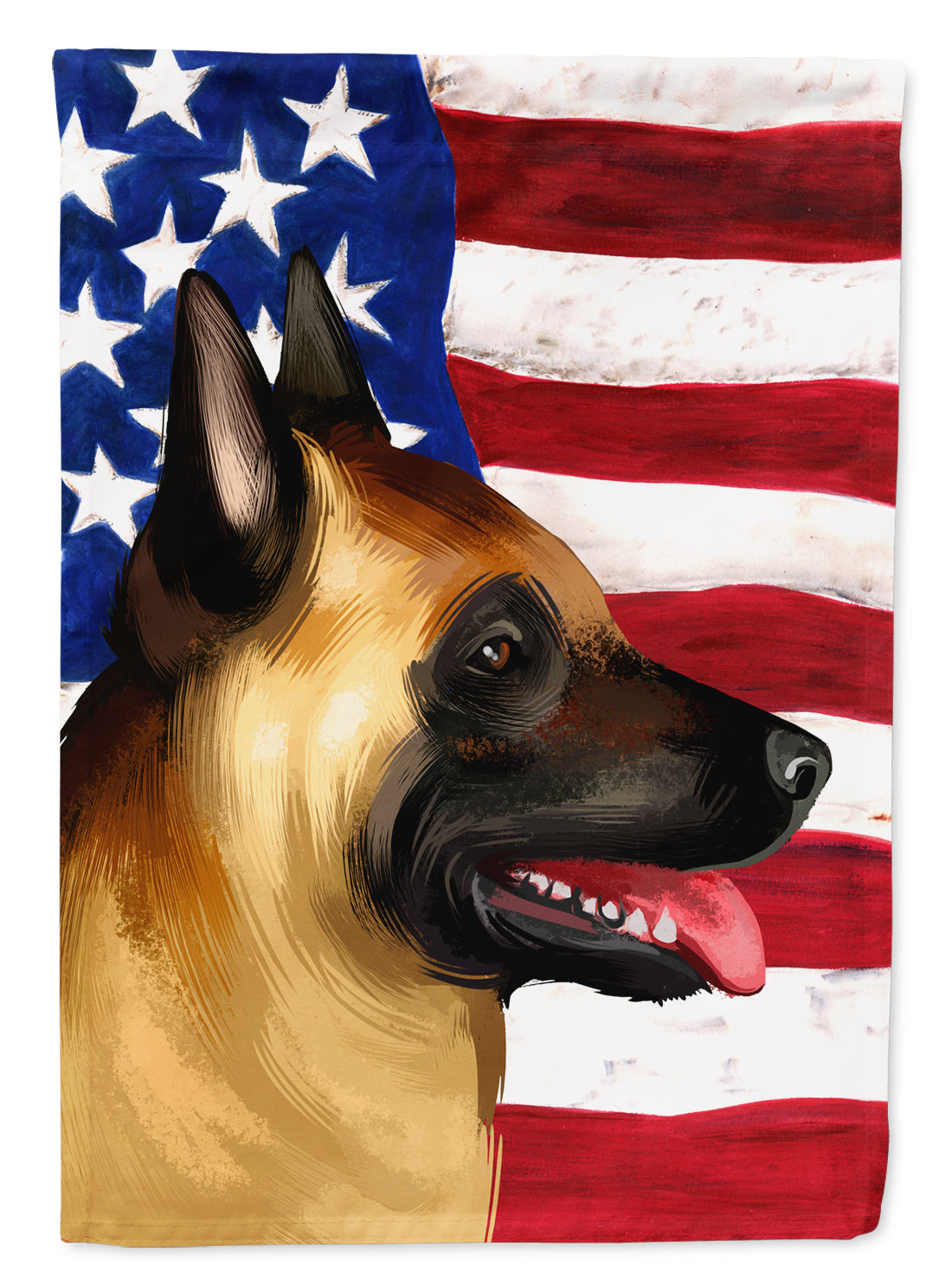 Belgian Malinois American Flag House Flag 28x40 Porch Sleeve Pole Decorative Outside Yard Banner Artwork Wall Hanging, Polyester