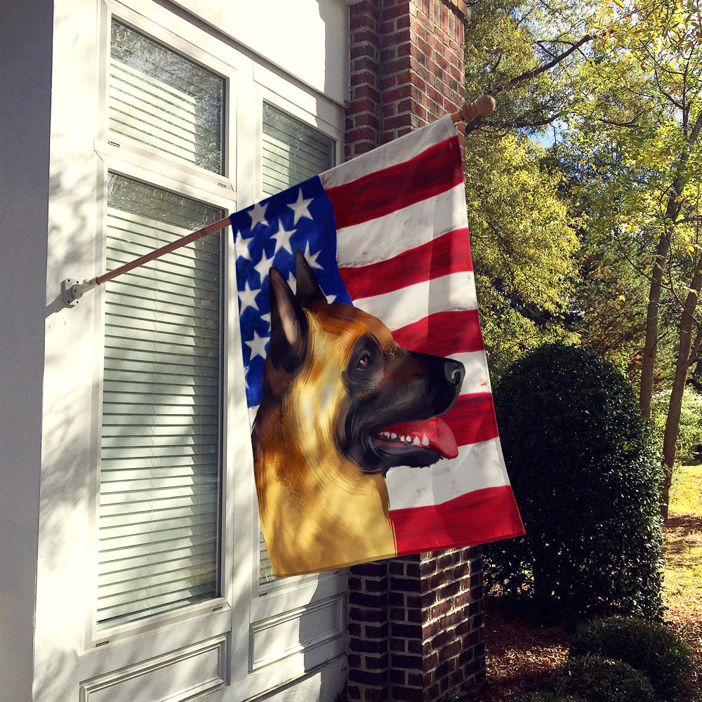 Belgian Malinois American Flag House Flag 28x40 Porch Sleeve Pole Decorative Outside Yard Banner Artwork Wall Hanging, Polyester