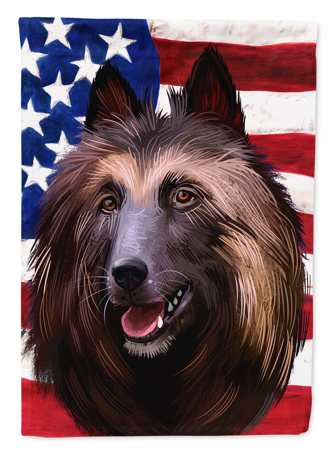 Belgian Tervuren American Flag House Flag 28x40 Porch Sleeve Pole Decorative Outside Yard Banner Artwork Wall Hanging, Polyester