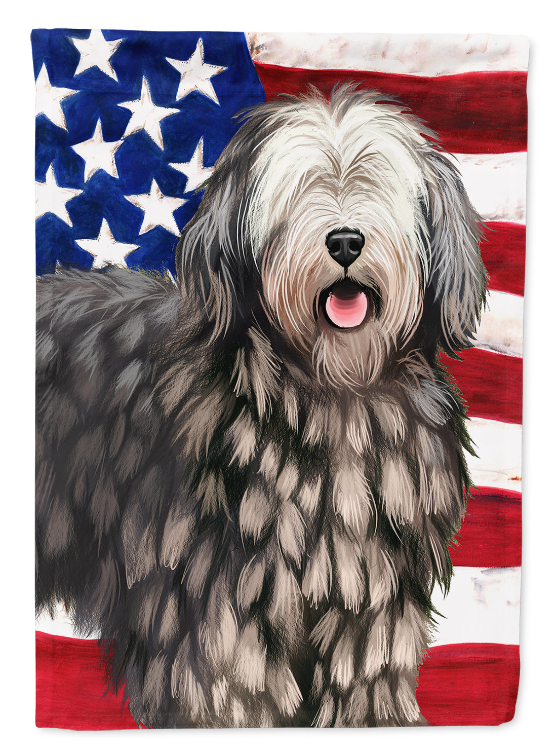 Bergamasco American Flag House Flag 28x40 Porch Sleeve Pole Decorative Outside Yard Banner Artwork Wall Hanging, Polyester