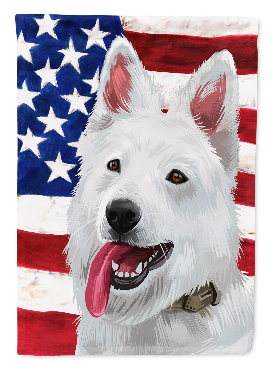 Berger Blanc Suisse American Flag House Flag 28x40 Porch Sleeve Pole Decorative Outside Yard Banner Artwork Wall Hanging, Polyester