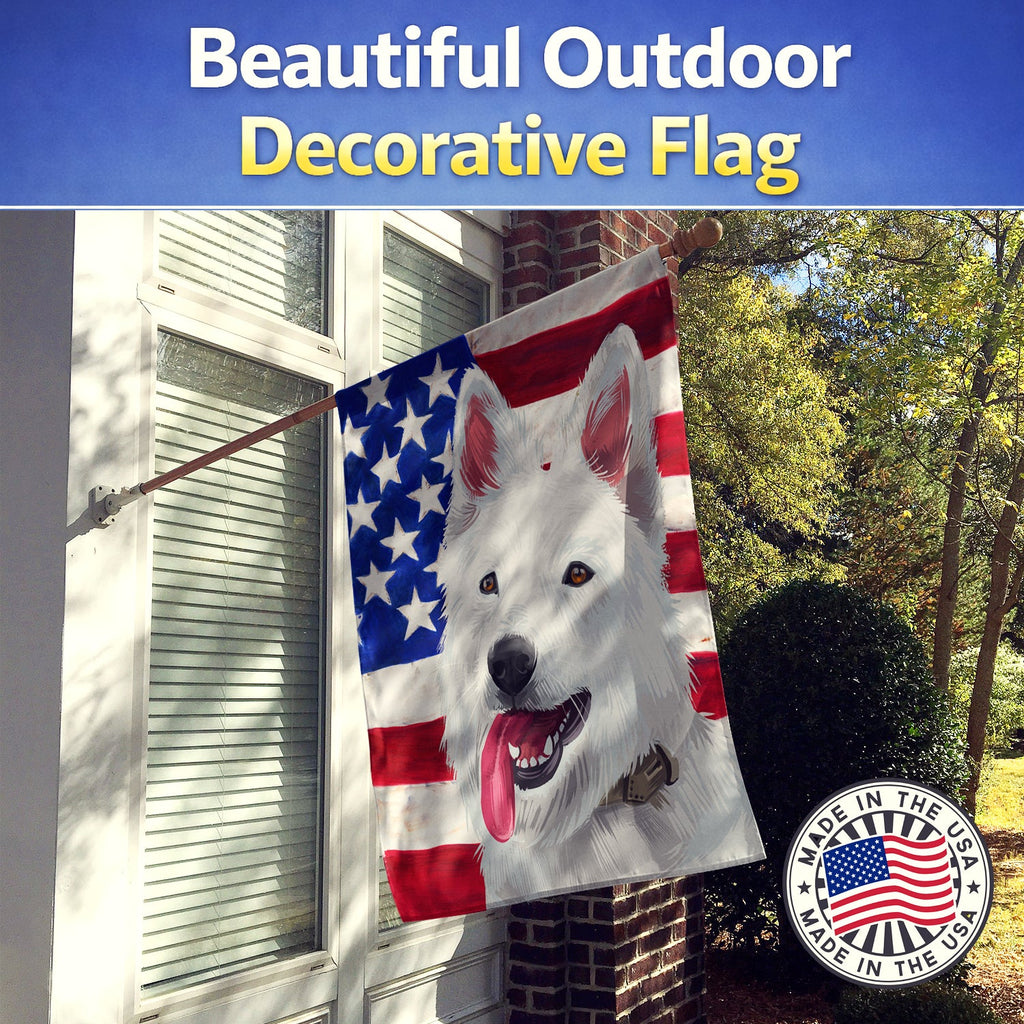 Berger Blanc Suisse American Flag House Flag 28x40 Porch Sleeve Pole Decorative Outside Yard Banner Artwork Wall Hanging, Polyester