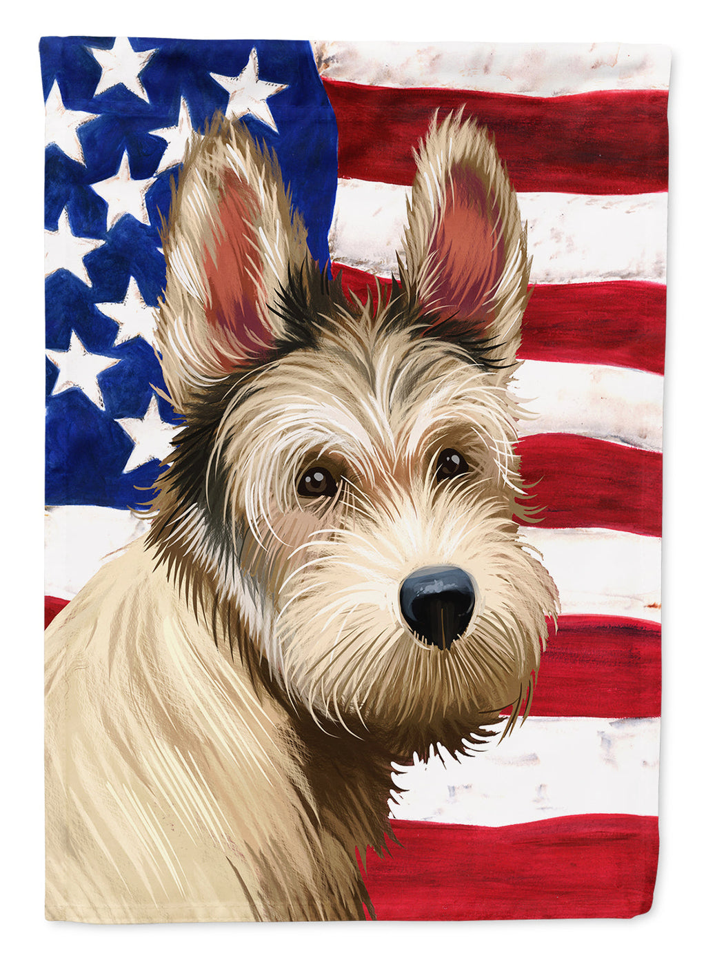 Berger Picard Dog American Flag House Flag 28x40 Porch Sleeve Pole Decorative Outside Yard Banner Artwork Wall Hanging, Polyester