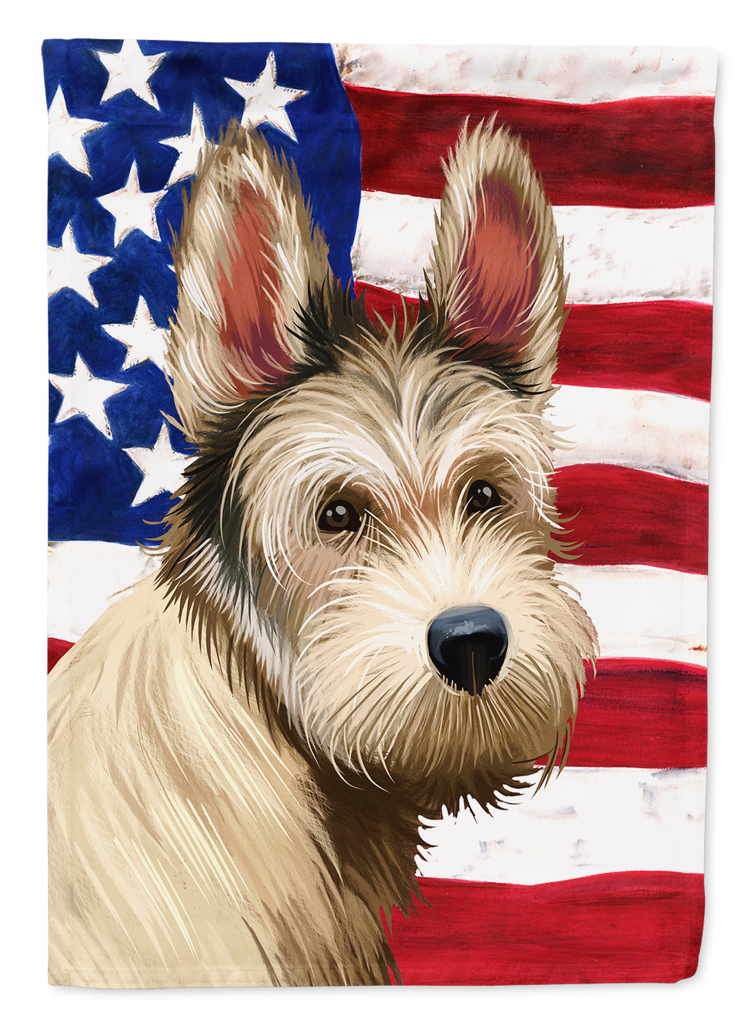 Berger Picard Dog American Flag House Flag 28x40 Porch Sleeve Pole Decorative Outside Yard Banner Artwork Wall Hanging, Polyester