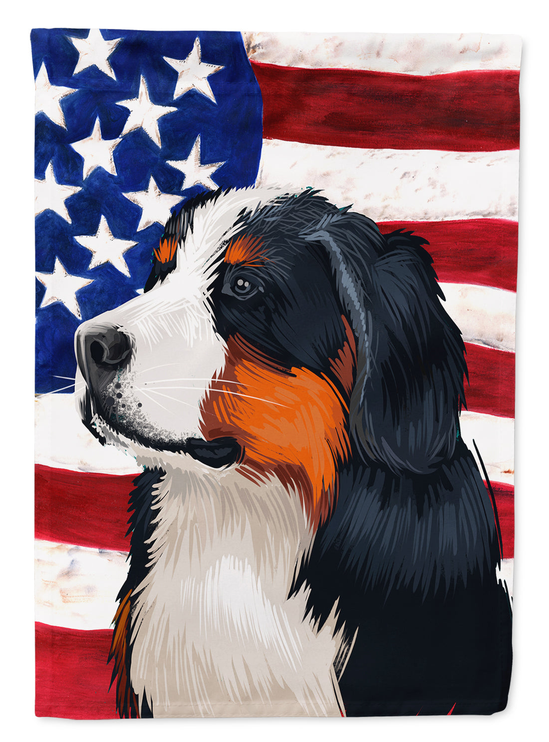 Bernese Mountain Dog American Flag House Flag 28x40 Porch Sleeve Pole Decorative Outside Yard Banner Artwork Wall Hanging, Polyester