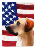 Black Mouth Cur Dog American Flag House Flag 28x40 Porch Sleeve Pole Decorative Outside Yard Banner Artwork Wall Hanging, Polyester