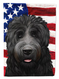 Black Russian Terrier American Flag House Flag 28x40 Porch Sleeve Pole Decorative Outside Yard Banner Artwork Wall Hanging, Polyester