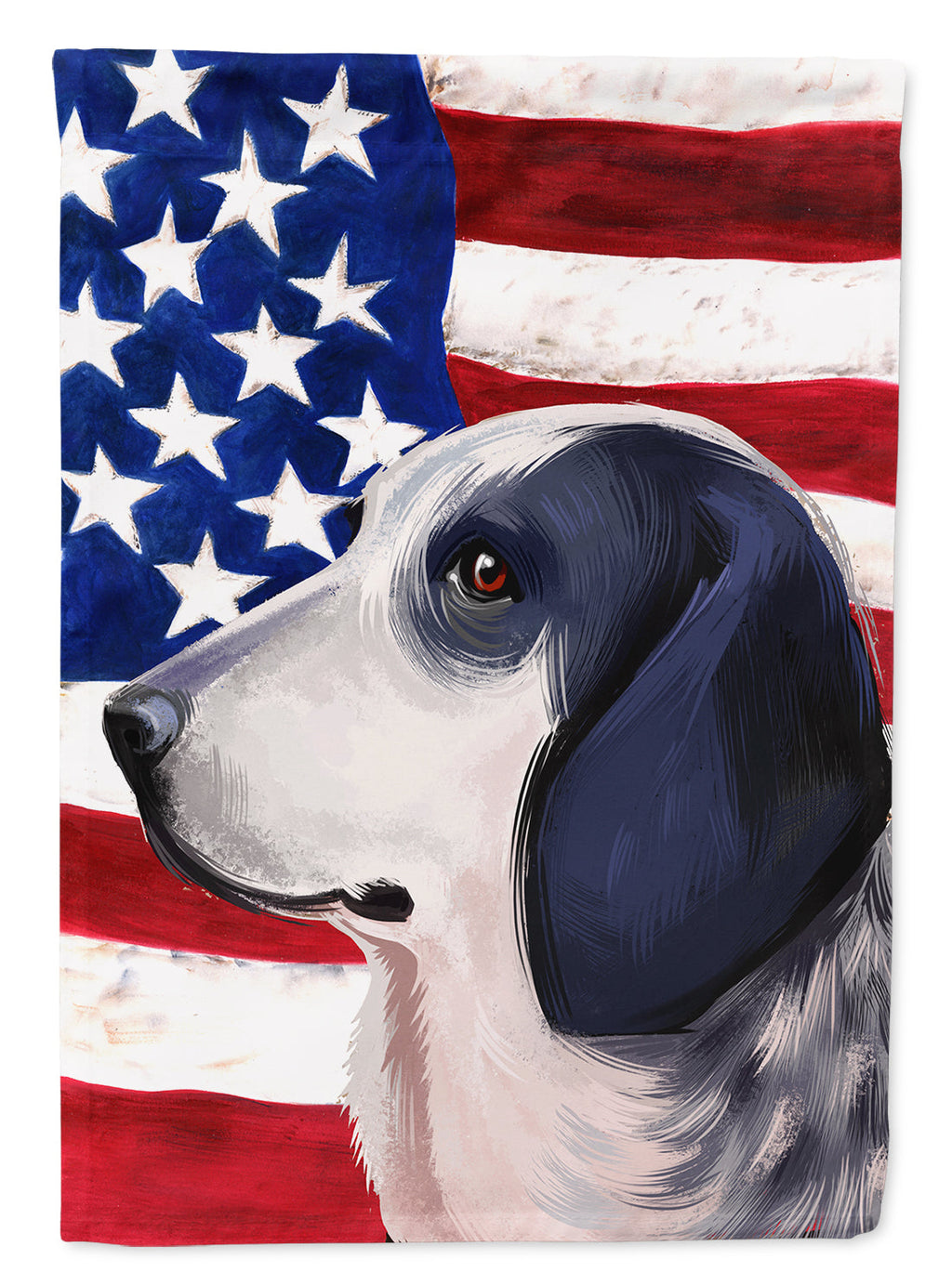 Bleu de Gascogne Dog American Flag House Flag 28x40 Porch Sleeve Pole Decorative Outside Yard Banner Artwork Wall Hanging, Polyester