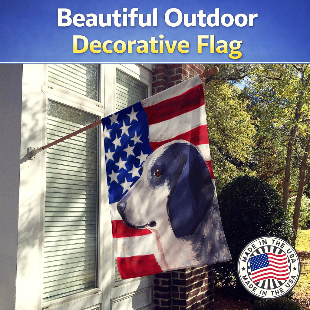 Bleu de Gascogne Dog American Flag House Flag 28x40 Porch Sleeve Pole Decorative Outside Yard Banner Artwork Wall Hanging, Polyester