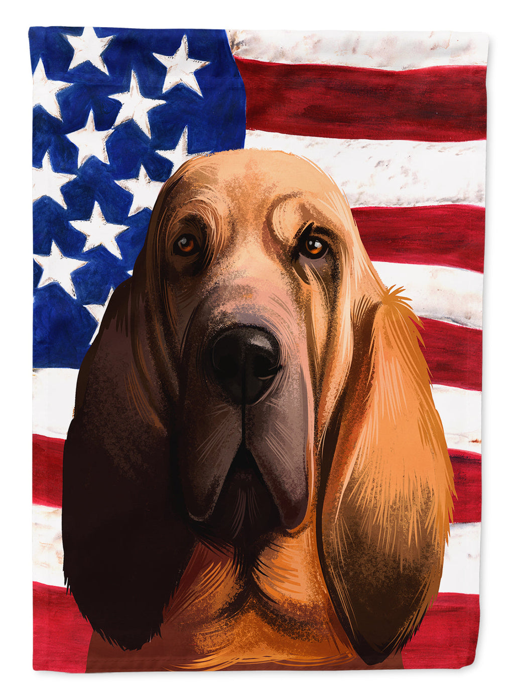 Bloodhound Dog American Flag House Flag 28x40 Porch Sleeve Pole Decorative Outside Yard Banner Artwork Wall Hanging, Polyester