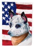 Blue Heeler Dog American Flag House Flag 28x40 Porch Sleeve Pole Decorative Outside Yard Banner Artwork Wall Hanging, Polyester