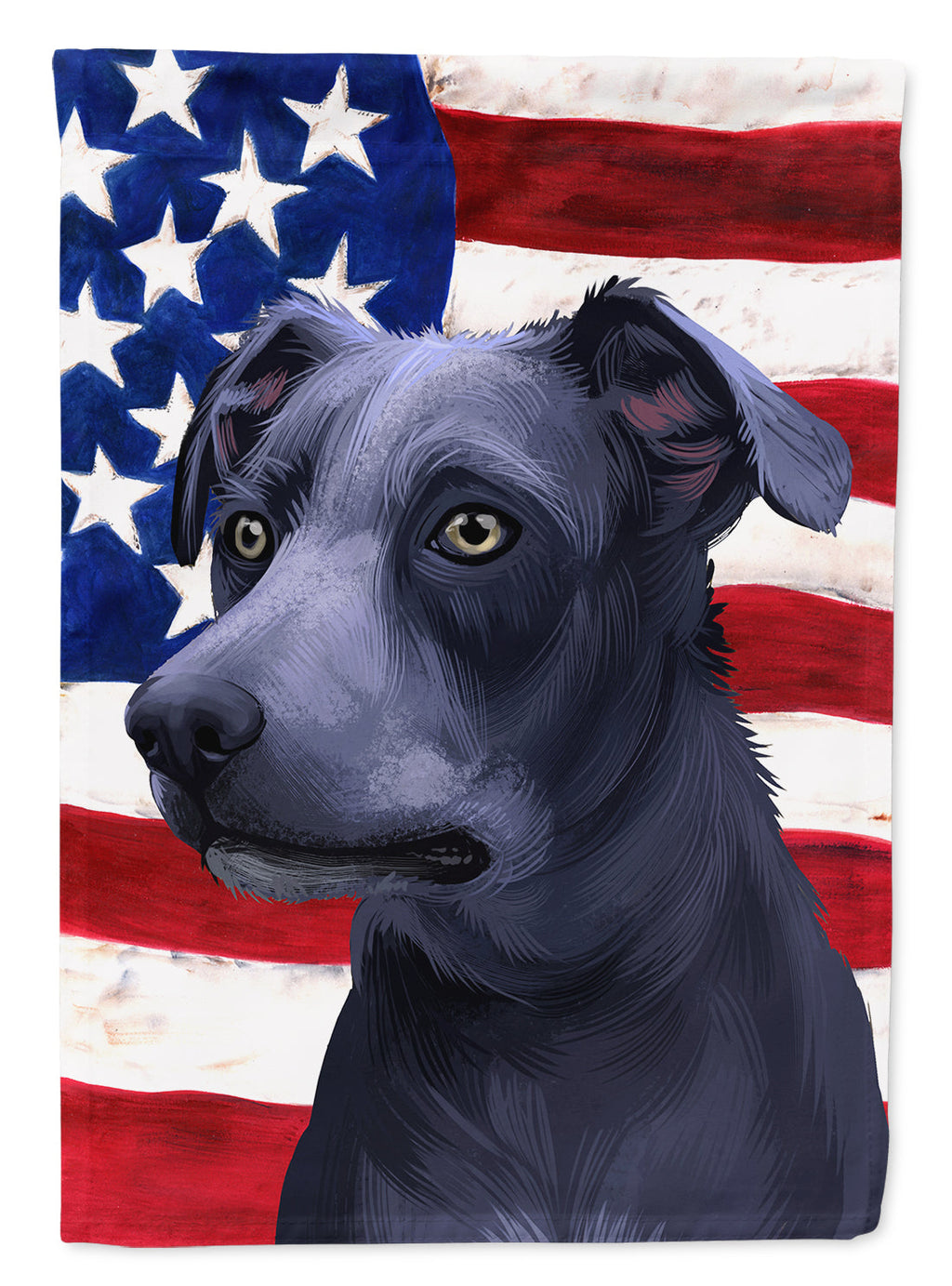 Blue Lacy Dog American Flag House Flag 28x40 Porch Sleeve Pole Decorative Outside Yard Banner Artwork Wall Hanging, Polyester