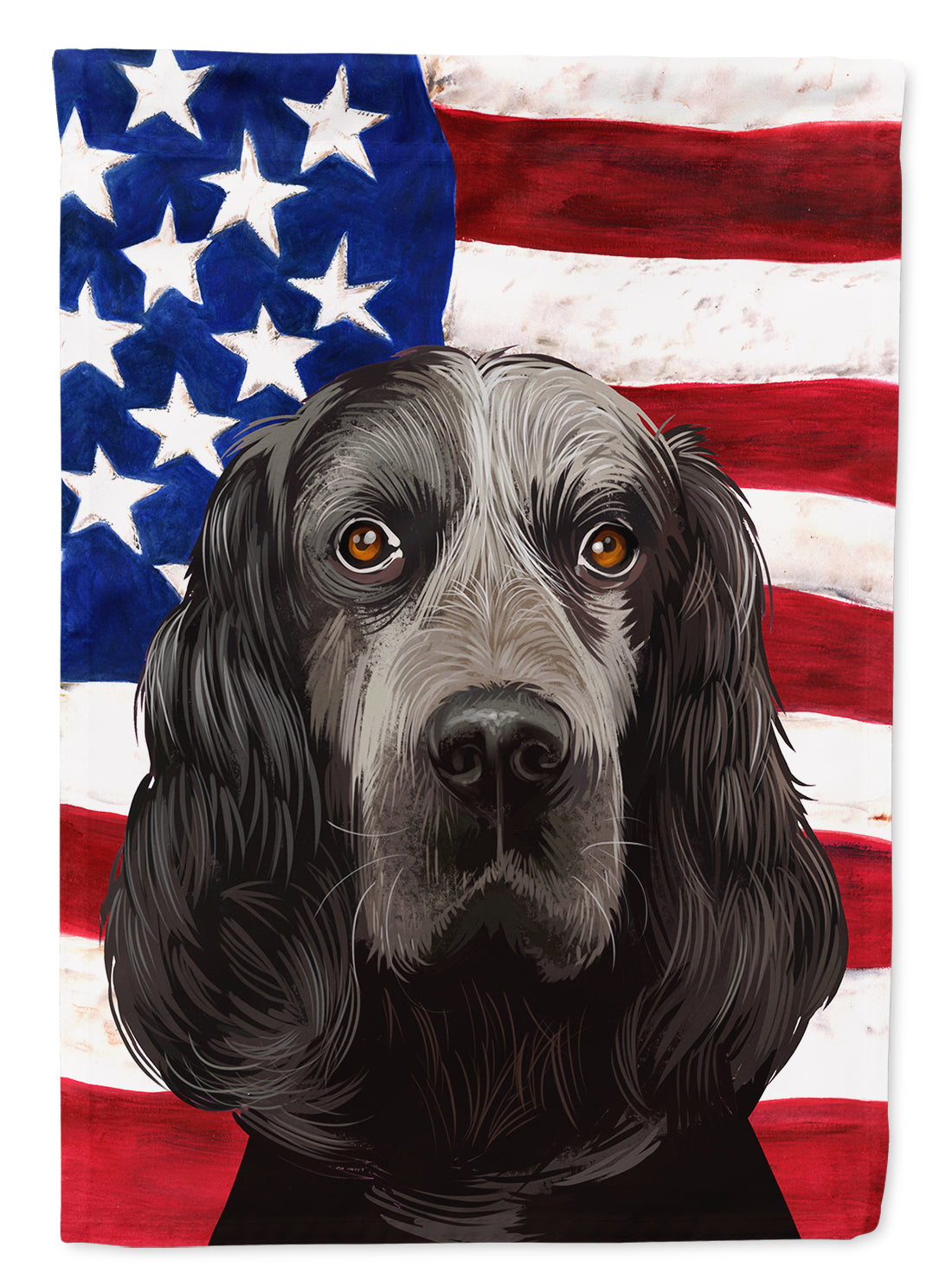Blue Picardy Spaniel American Flag House Flag 28x40 Porch Sleeve Pole Decorative Outside Yard Banner Artwork Wall Hanging, Polyester