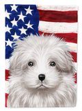 Bolognese Dog American Flag House Flag 28x40 Porch Sleeve Pole Decorative Outside Yard Banner Artwork Wall Hanging, Polyester
