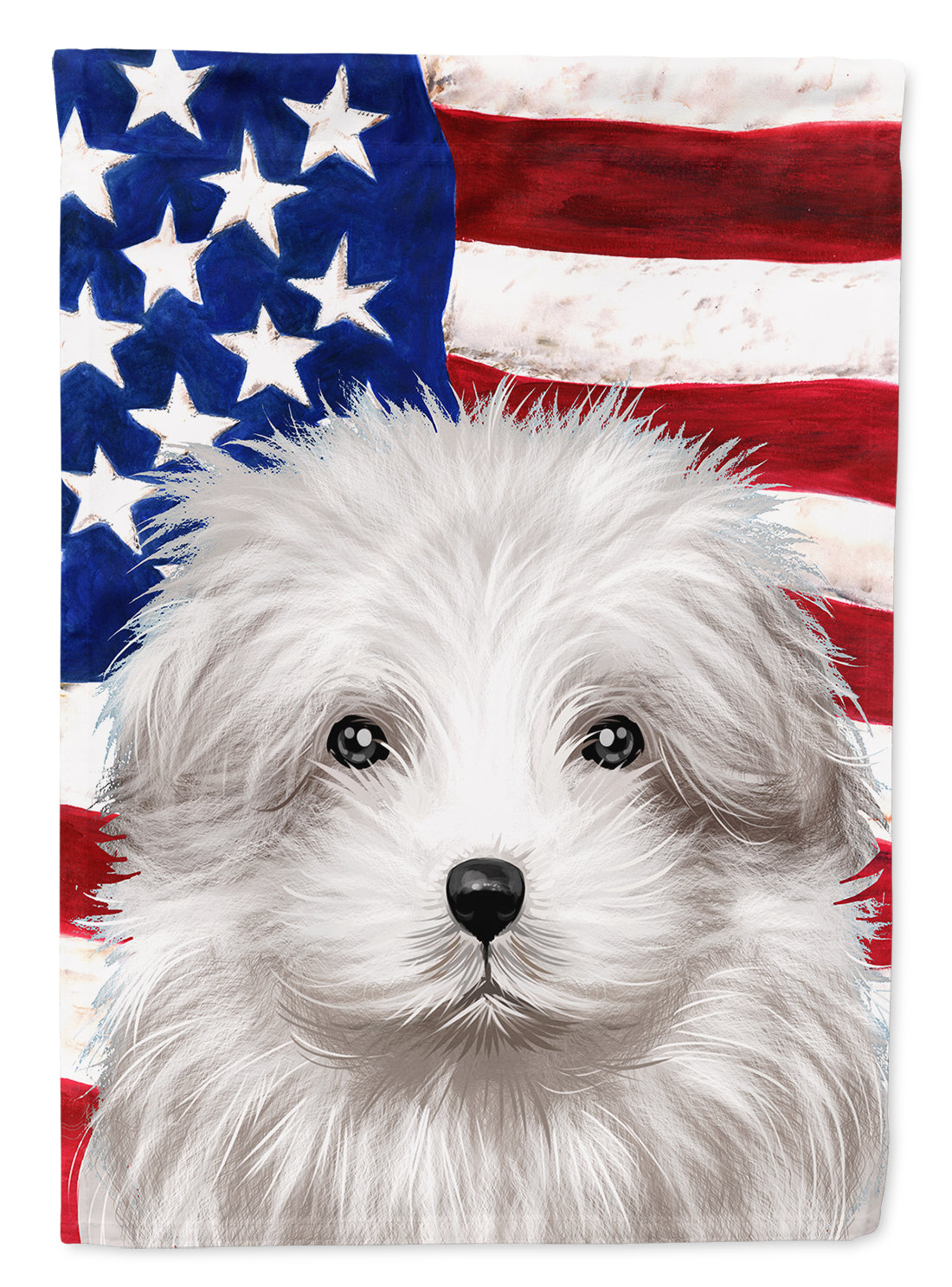 Bolognese Dog American Flag House Flag 28x40 Porch Sleeve Pole Decorative Outside Yard Banner Artwork Wall Hanging, Polyester