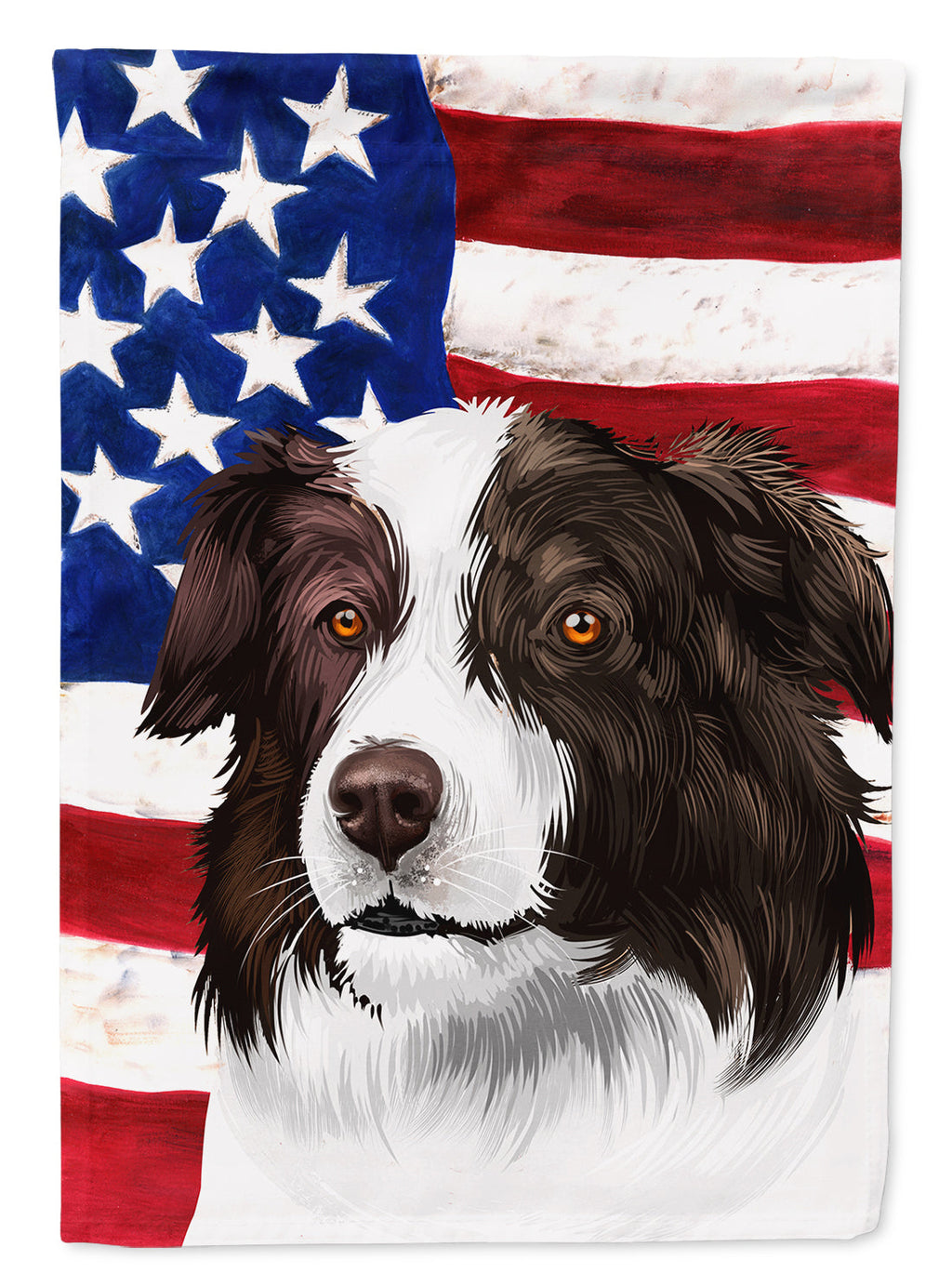 Border Collie Dog American Flag House Flag 28x40 Porch Sleeve Pole Decorative Outside Yard Banner Artwork Wall Hanging, Polyester