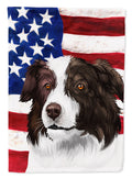 Border Collie Dog American Flag House Flag 28x40 Porch Sleeve Pole Decorative Outside Yard Banner Artwork Wall Hanging, Polyester
