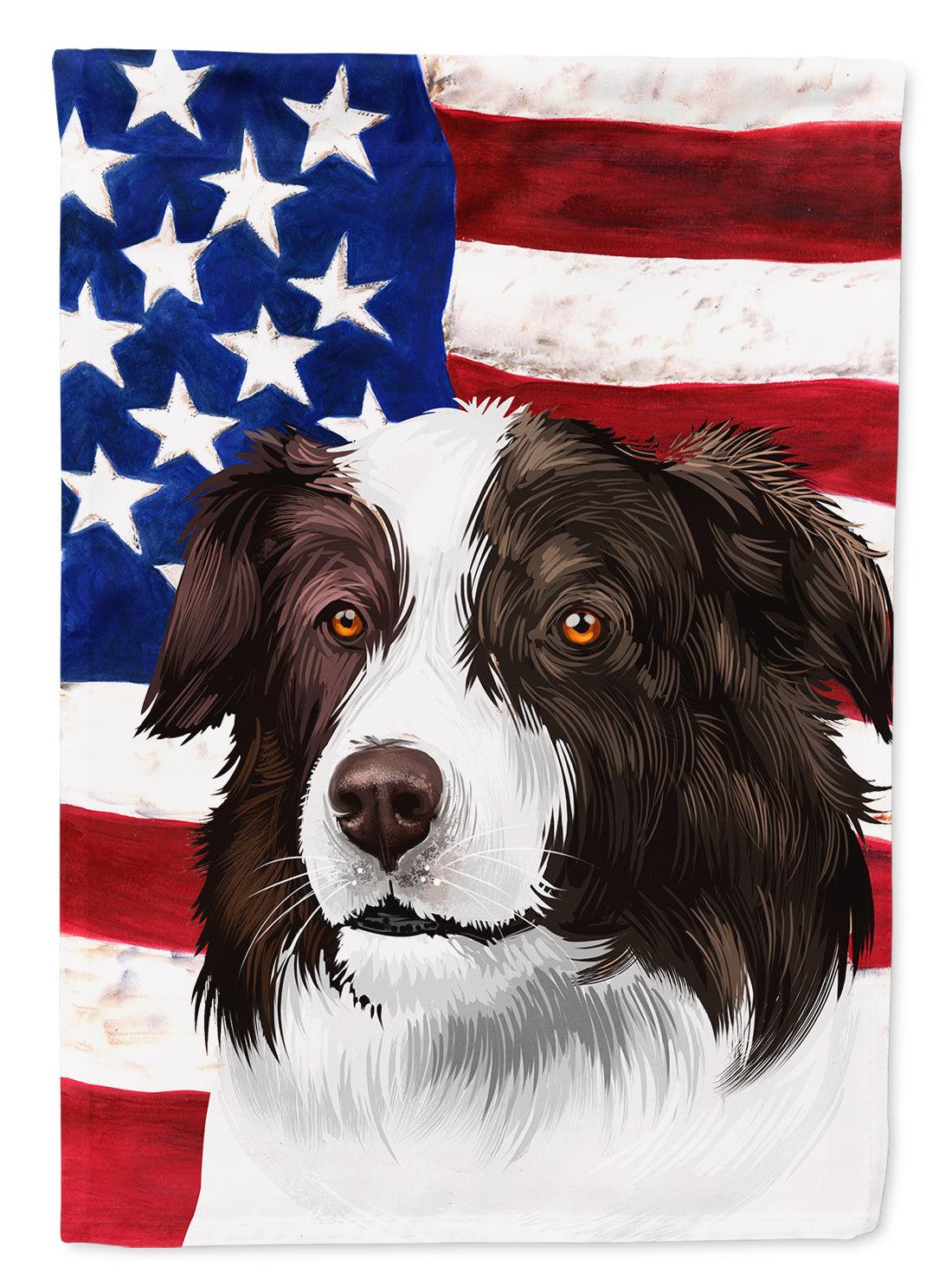 Border Collie Dog American Flag House Flag 28x40 Porch Sleeve Pole Decorative Outside Yard Banner Artwork Wall Hanging, Polyester