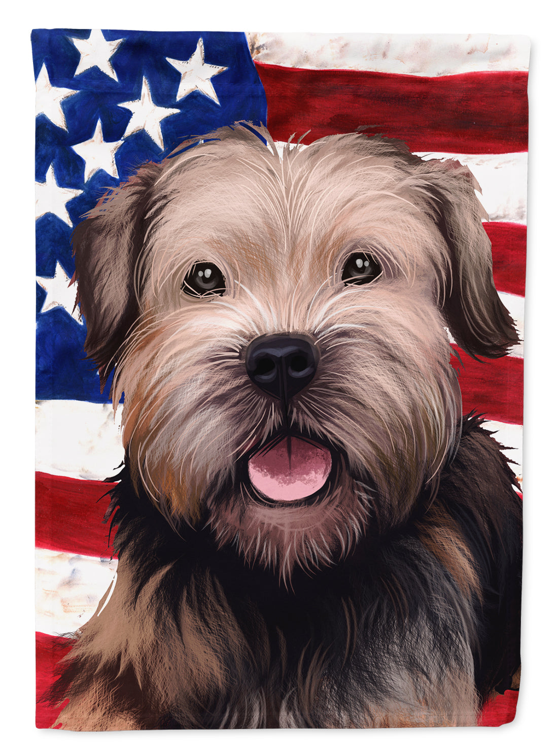 Border Terrier Dog American Flag House Flag 28x40 Porch Sleeve Pole Decorative Outside Yard Banner Artwork Wall Hanging, Polyester