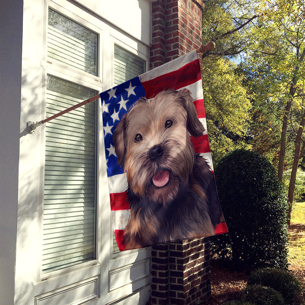 Border Terrier Dog American Flag House Flag 28x40 Porch Sleeve Pole Decorative Outside Yard Banner Artwork Wall Hanging, Polyester