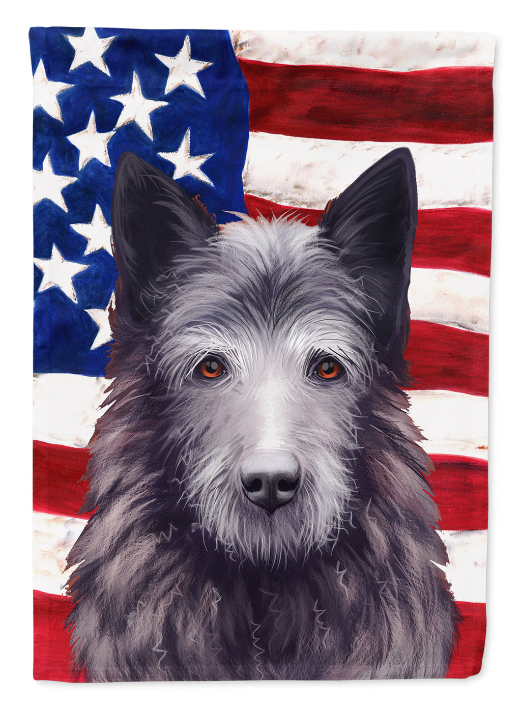 Bouvier des Ardennes American Flag House Flag 28x40 Porch Sleeve Pole Decorative Outside Yard Banner Artwork Wall Hanging, Polyester