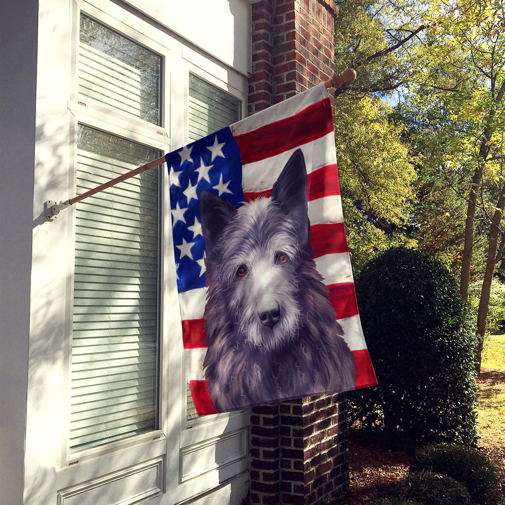 Bouvier des Ardennes American Flag House Flag 28x40 Porch Sleeve Pole Decorative Outside Yard Banner Artwork Wall Hanging, Polyester