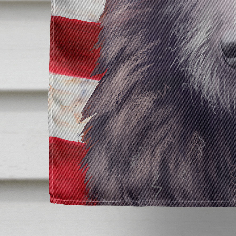Bouvier des Ardennes American Flag House Flag 28x40 Porch Sleeve Pole Decorative Outside Yard Banner Artwork Wall Hanging, Polyester