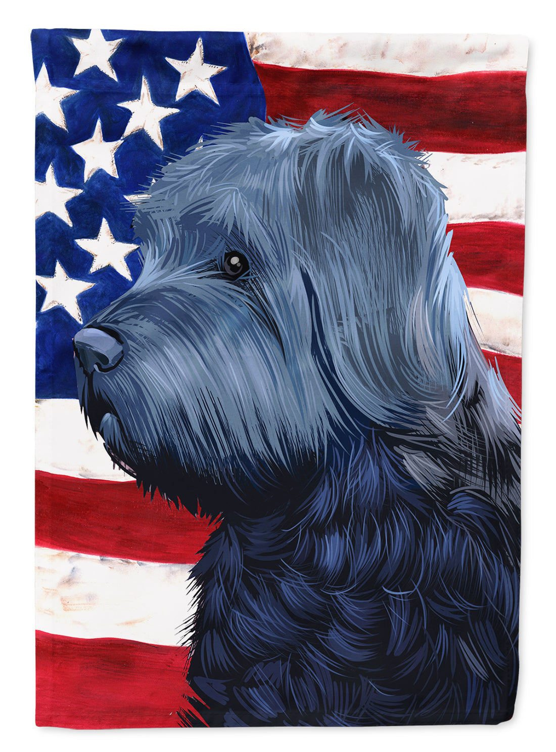 Bouvier des Flandres American Flag House Flag 28x40 Porch Sleeve Pole Decorative Outside Yard Banner Artwork Wall Hanging, Polyester