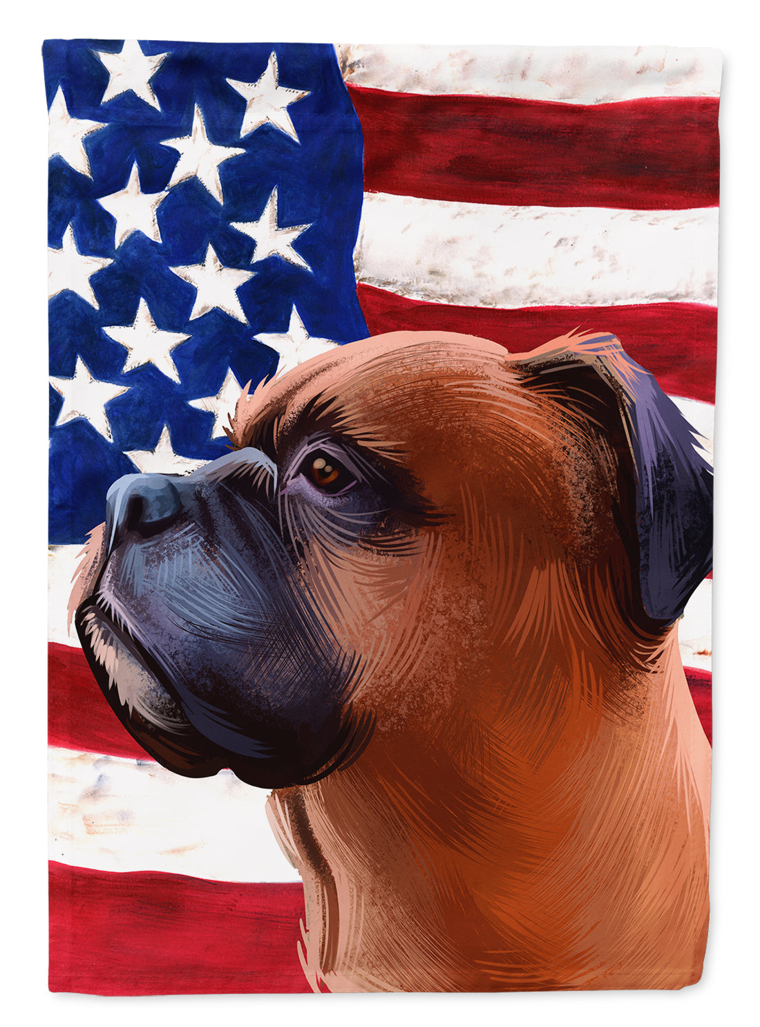 Boxer Dog American Flag House Flag 28x40 Porch Sleeve Pole Decorative Outside Yard Banner Artwork Wall Hanging, Polyester