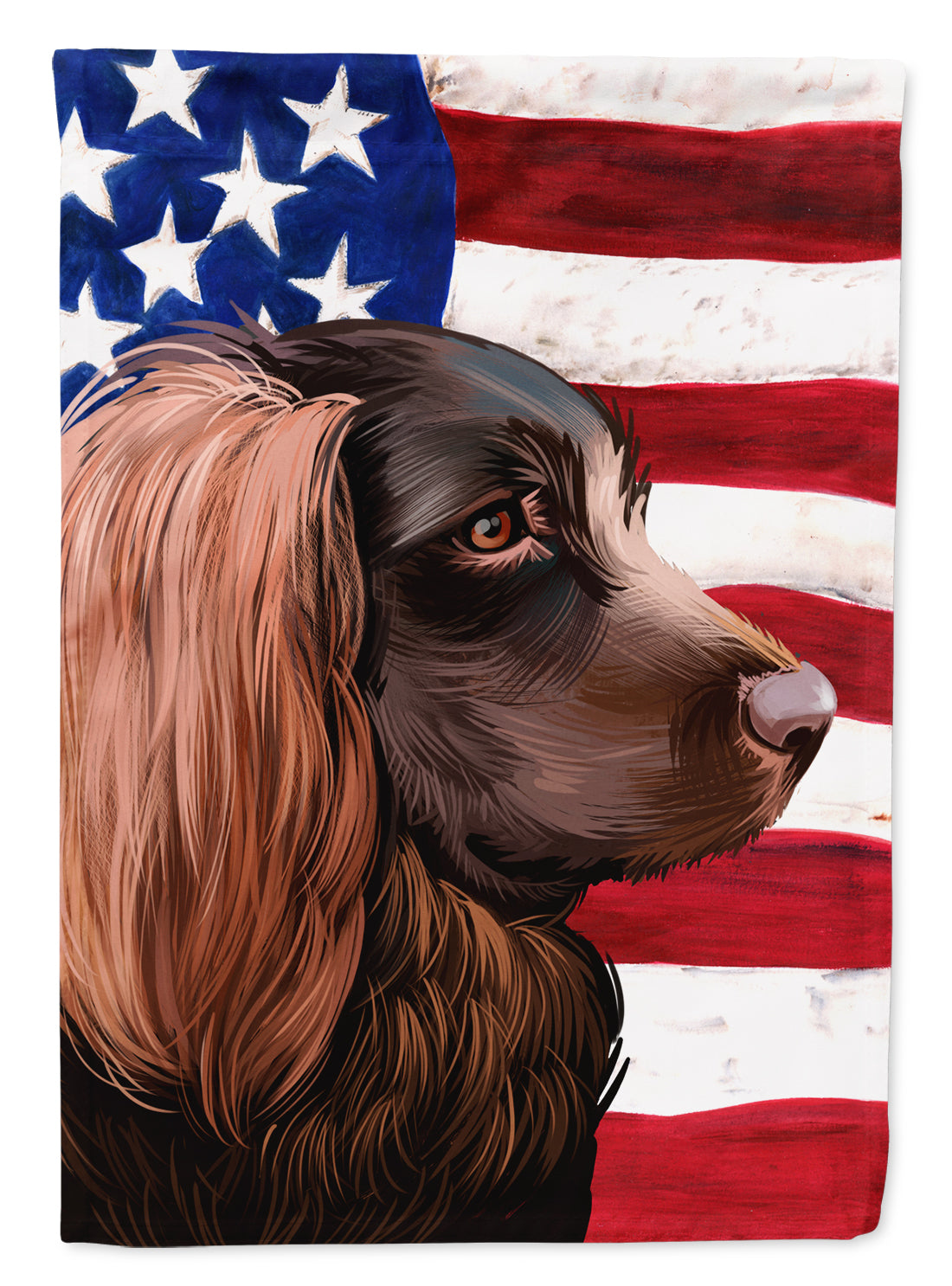 Boykin Spaniel Dog American Flag House Flag 28x40 Porch Sleeve Pole Decorative Outside Yard Banner Artwork Wall Hanging, Polyester