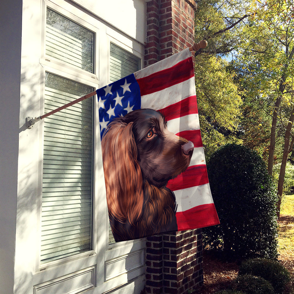 Boykin Spaniel Dog American Flag House Flag 28x40 Porch Sleeve Pole Decorative Outside Yard Banner Artwork Wall Hanging, Polyester
