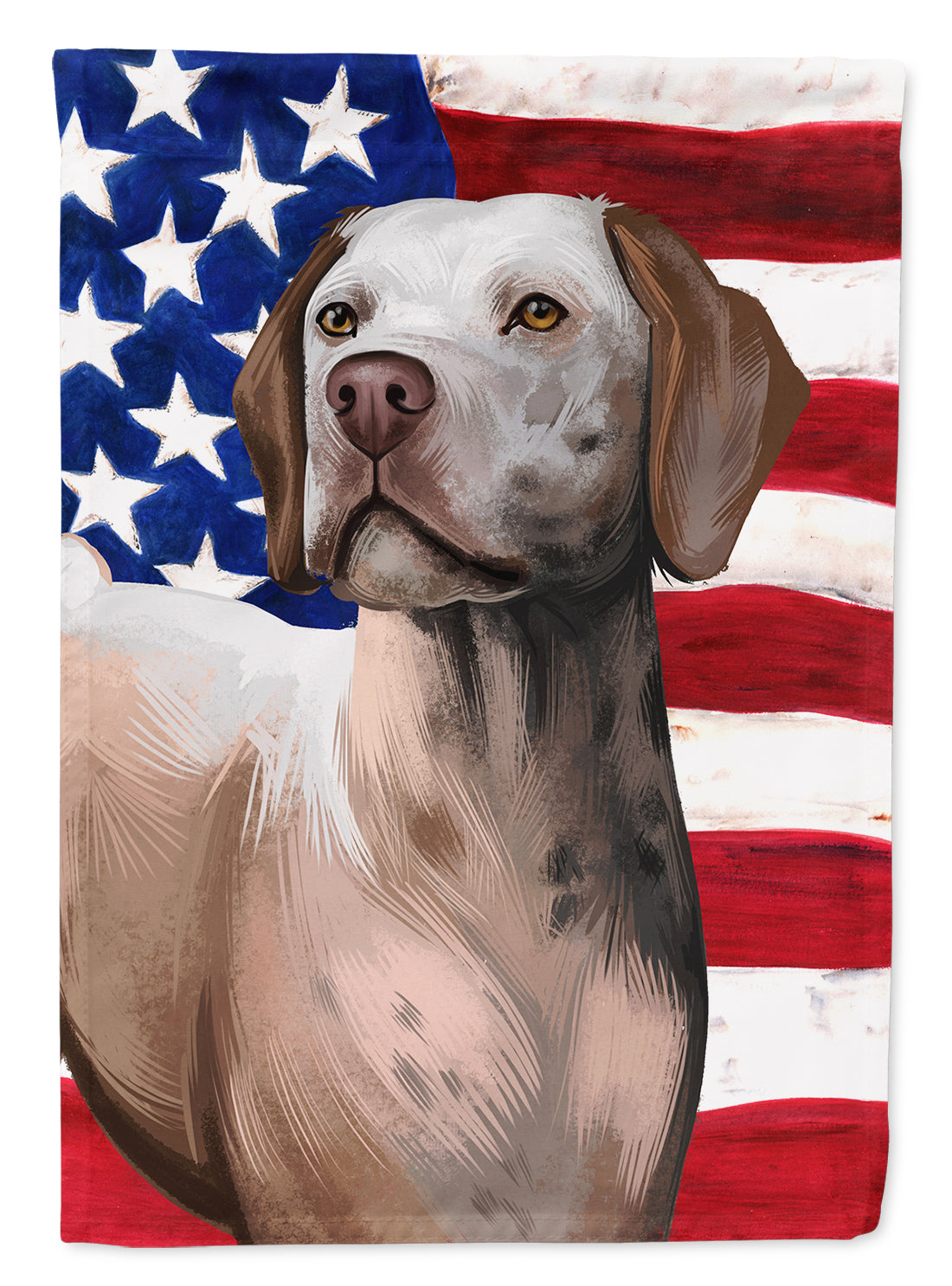 Braque du Bourbonnais American Flag House Flag 28x40 Porch Sleeve Pole Decorative Outside Yard Banner Artwork Wall Hanging, Polyester