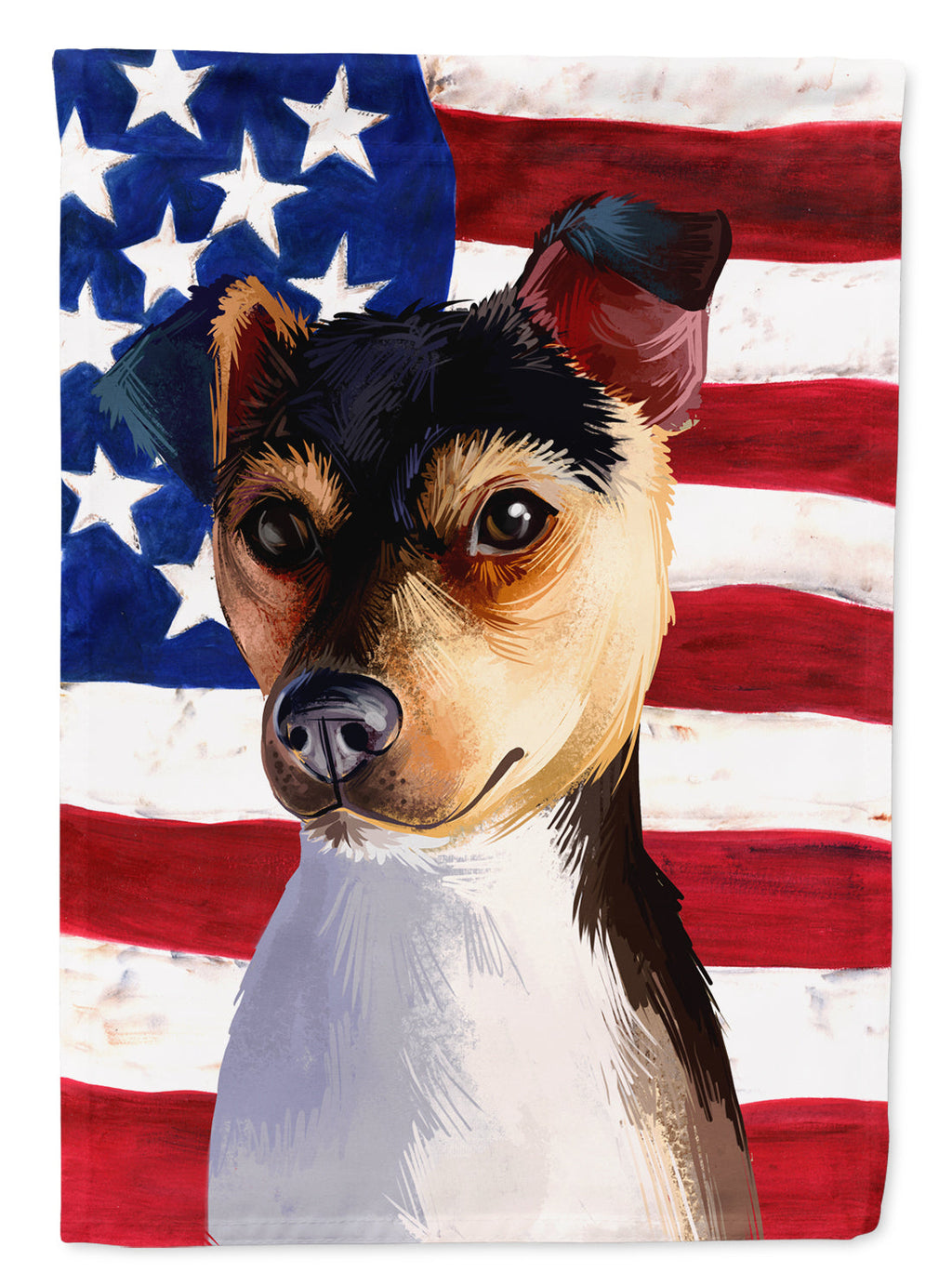 Brazilian Terrier Dog American Flag House Flag 28x40 Porch Sleeve Pole Decorative Outside Yard Banner Artwork Wall Hanging, Polyester