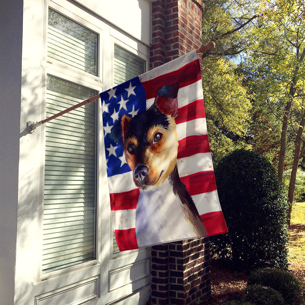Brazilian Terrier Dog American Flag House Flag 28x40 Porch Sleeve Pole Decorative Outside Yard Banner Artwork Wall Hanging, Polyester