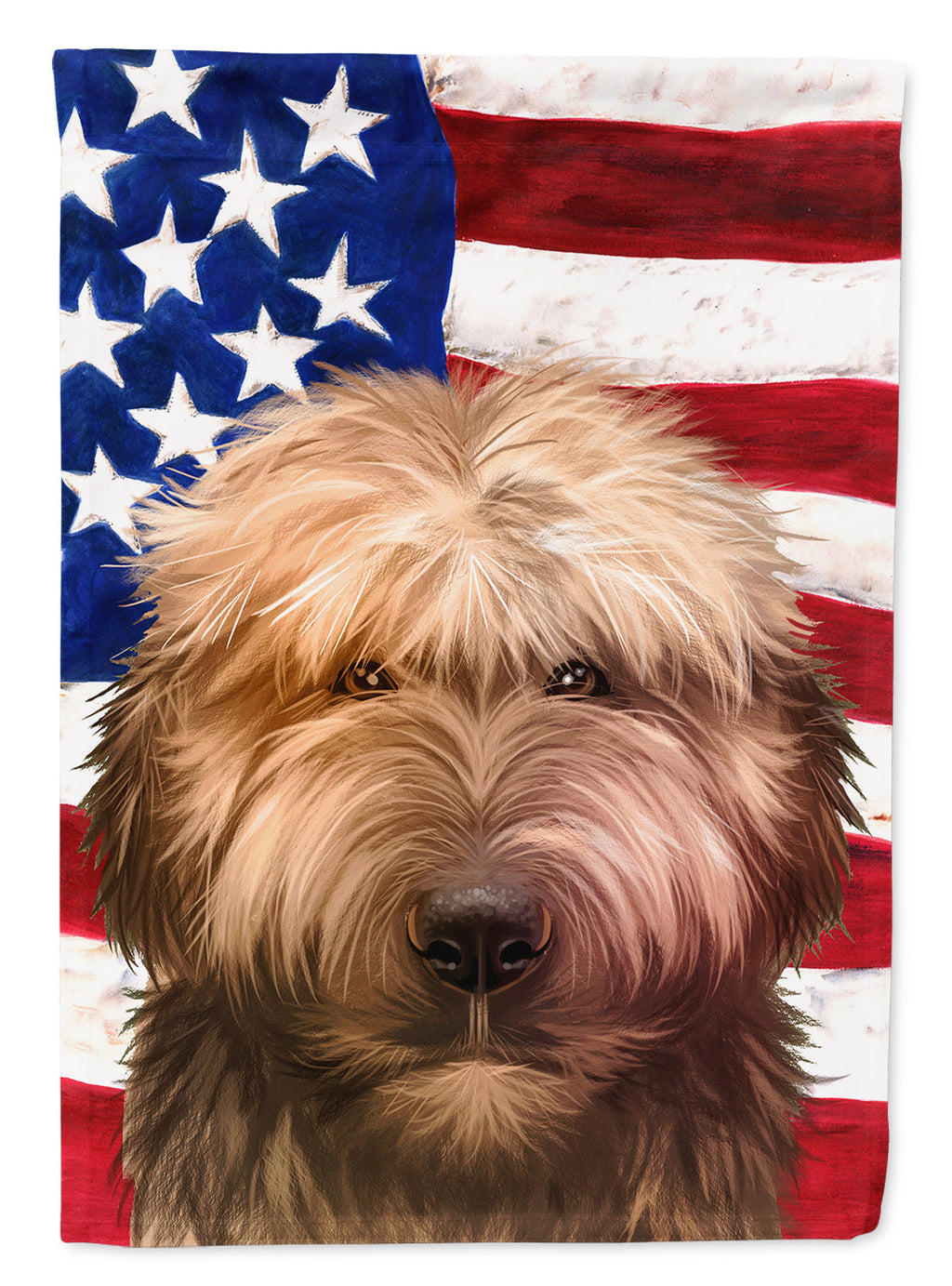 Briard Dog American Flag House Flag 28x40 Porch Sleeve Pole Decorative Outside Yard Banner Artwork Wall Hanging, Polyester