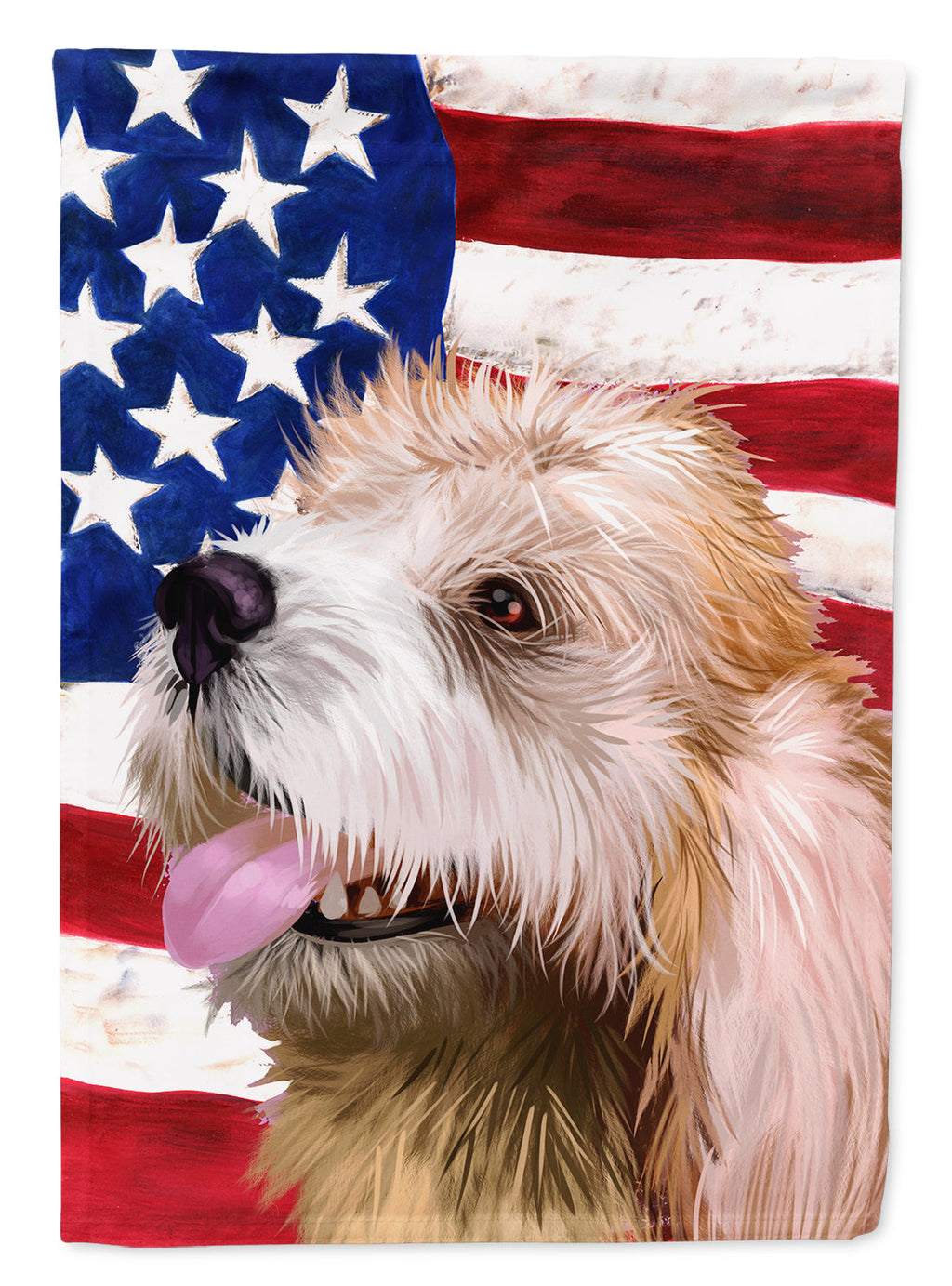 Briquet Griffon Vendeen American Flag House Flag 28x40 Porch Sleeve Pole Decorative Outside Yard Banner Artwork Wall Hanging, Polyester