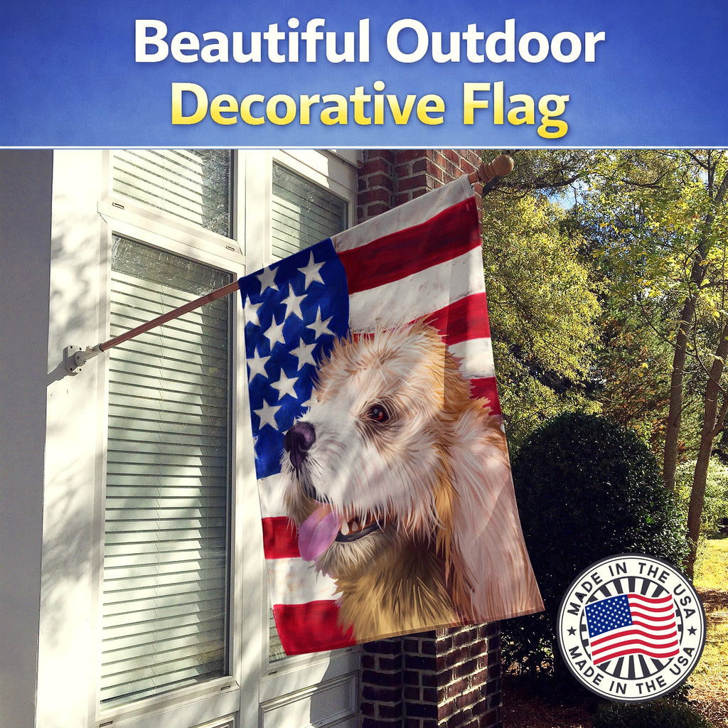 Briquet Griffon Vendeen American Flag House Flag 28x40 Porch Sleeve Pole Decorative Outside Yard Banner Artwork Wall Hanging, Polyester