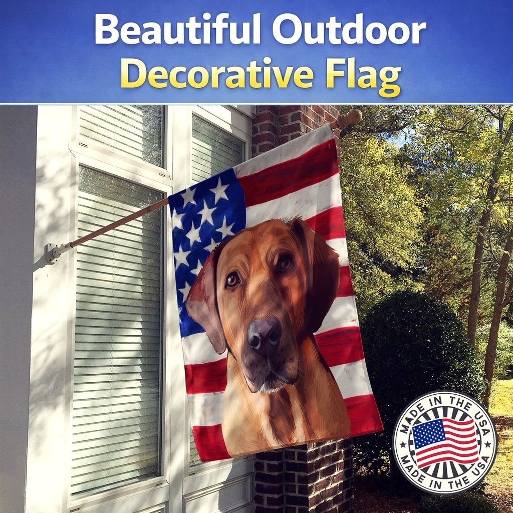 Broholmer Dog American Flag House Flag 28x40 Porch Sleeve Pole Decorative Outside Yard Banner Artwork Wall Hanging, Polyester