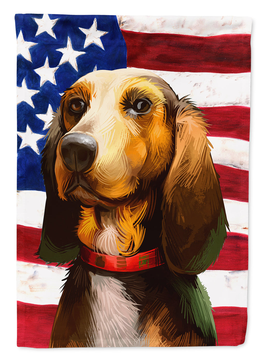 Bruno Jura Hound Dog American Flag House Flag 28x40 Porch Sleeve Pole Decorative Outside Yard Banner Artwork Wall Hanging, Polyester