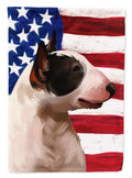 Bull Terrier Miniature American Flag House Flag 28x40 Porch Sleeve Pole Decorative Outside Yard Banner Artwork Wall Hanging, Polyester