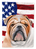 English Bulldog Dog American Flag House Flag 28x40 Porch Sleeve Pole Decorative Outside Yard Banner Artwork Wall Hanging, Polyester