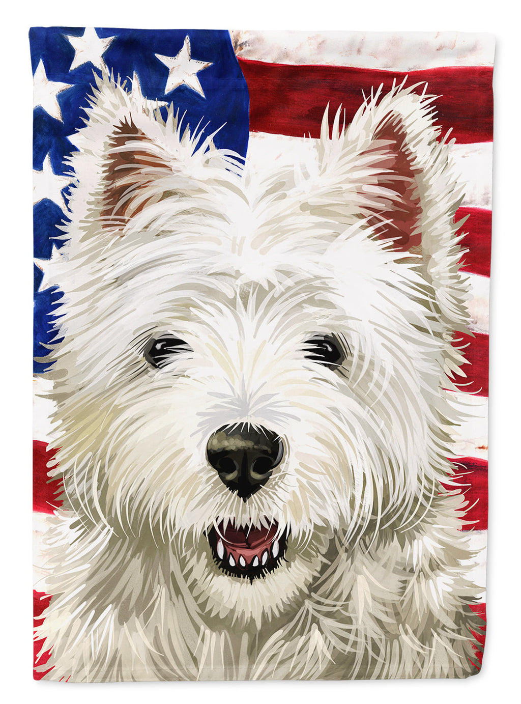 Cairn Terrier Dog American Flag House Flag 28x40 Porch Sleeve Pole Decorative Outside Yard Banner Artwork Wall Hanging, Polyester