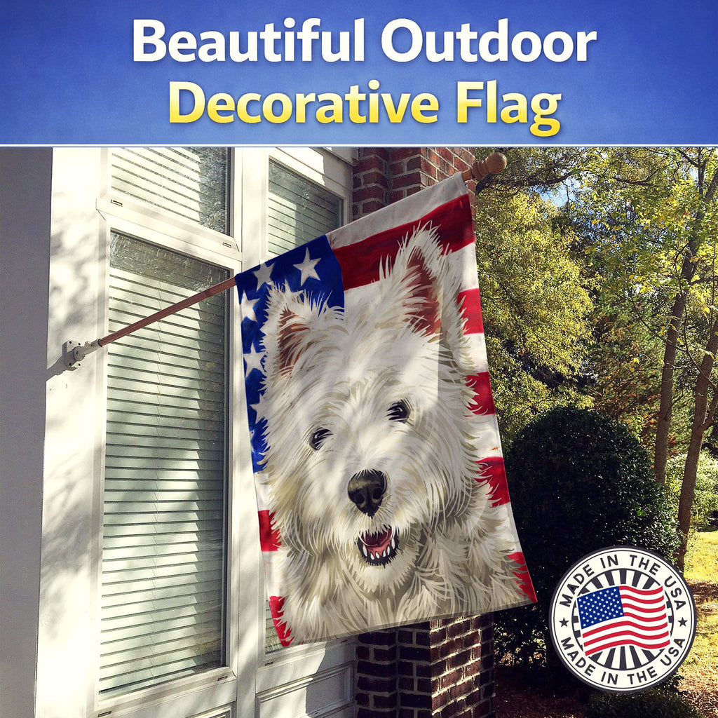 Cairn Terrier Dog American Flag House Flag 28x40 Porch Sleeve Pole Decorative Outside Yard Banner Artwork Wall Hanging, Polyester