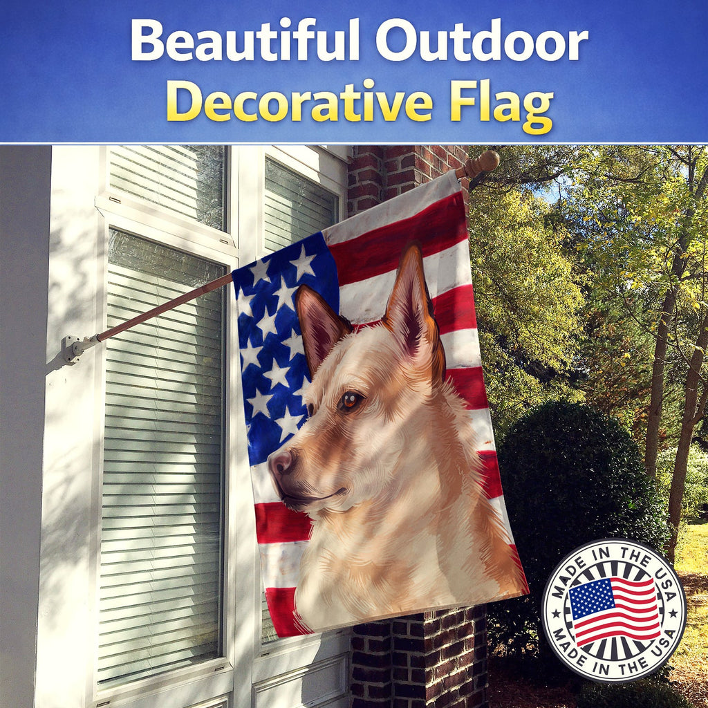 Canaan Dog American Flag House Flag 28x40 Porch Sleeve Pole Decorative Outside Yard Banner Artwork Wall Hanging, Polyester