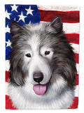 Canadian Eskimo Dog American Flag House Flag 28x40 Porch Sleeve Pole Decorative Outside Yard Banner Artwork Wall Hanging, Polyester
